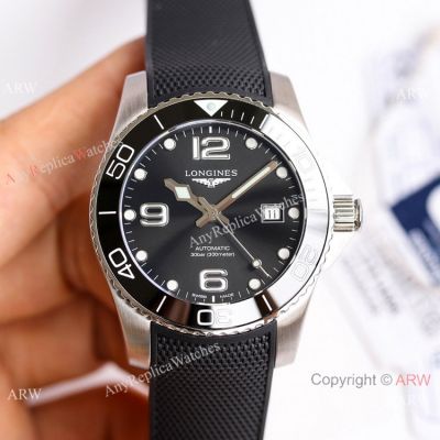 Swiss Copy Longines Hydroconquest Watch Black Ceramic Rubber Strap